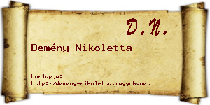 Demény Nikoletta névjegykártya