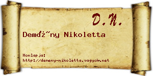 Demény Nikoletta névjegykártya